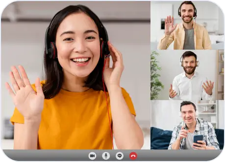 A Nomadoro case manager on a video call with clients.